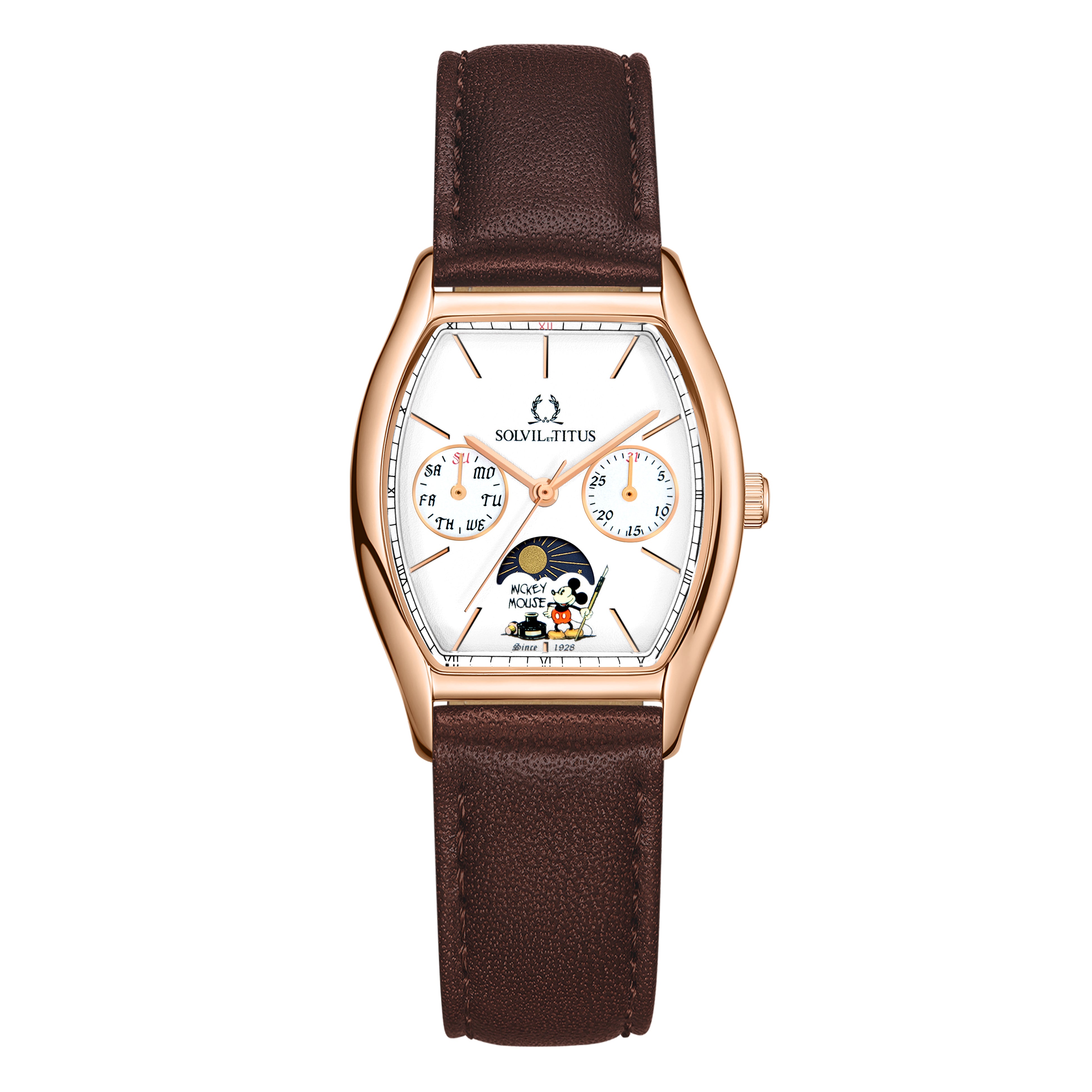 Solvil et Titus x "Mickey Mouse 95th Anniversary" Multi-Function with Day Night Indicator Quartz Leather Women Watch W06-03356-002