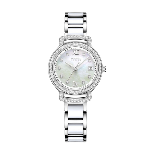 Solvil et Titus Fair Lady White Mother-of-Pearl Dial Women's Watch W06-03139-001 with Two-Tone Stainless Steel Bracelet
