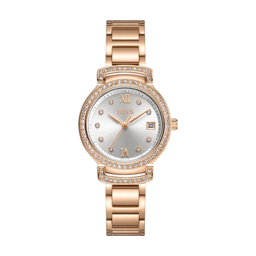 Solvil et Titus Fair Lady Silver-White Dial Women's Watch W06-03139-008 with Light Rose Gold Bracelet