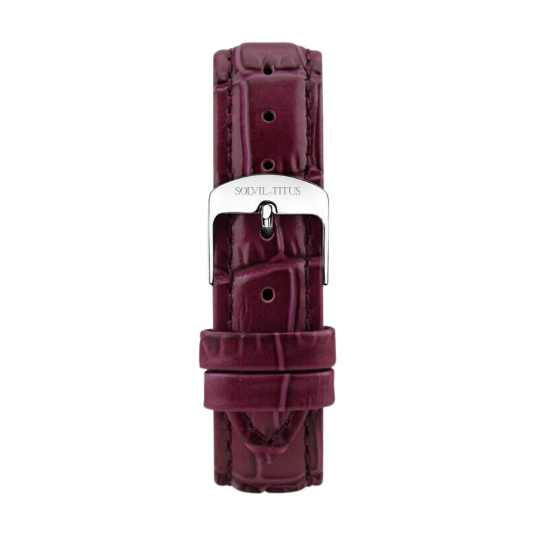 16mm Purple Croco Pattern Leather Watch Women Strap