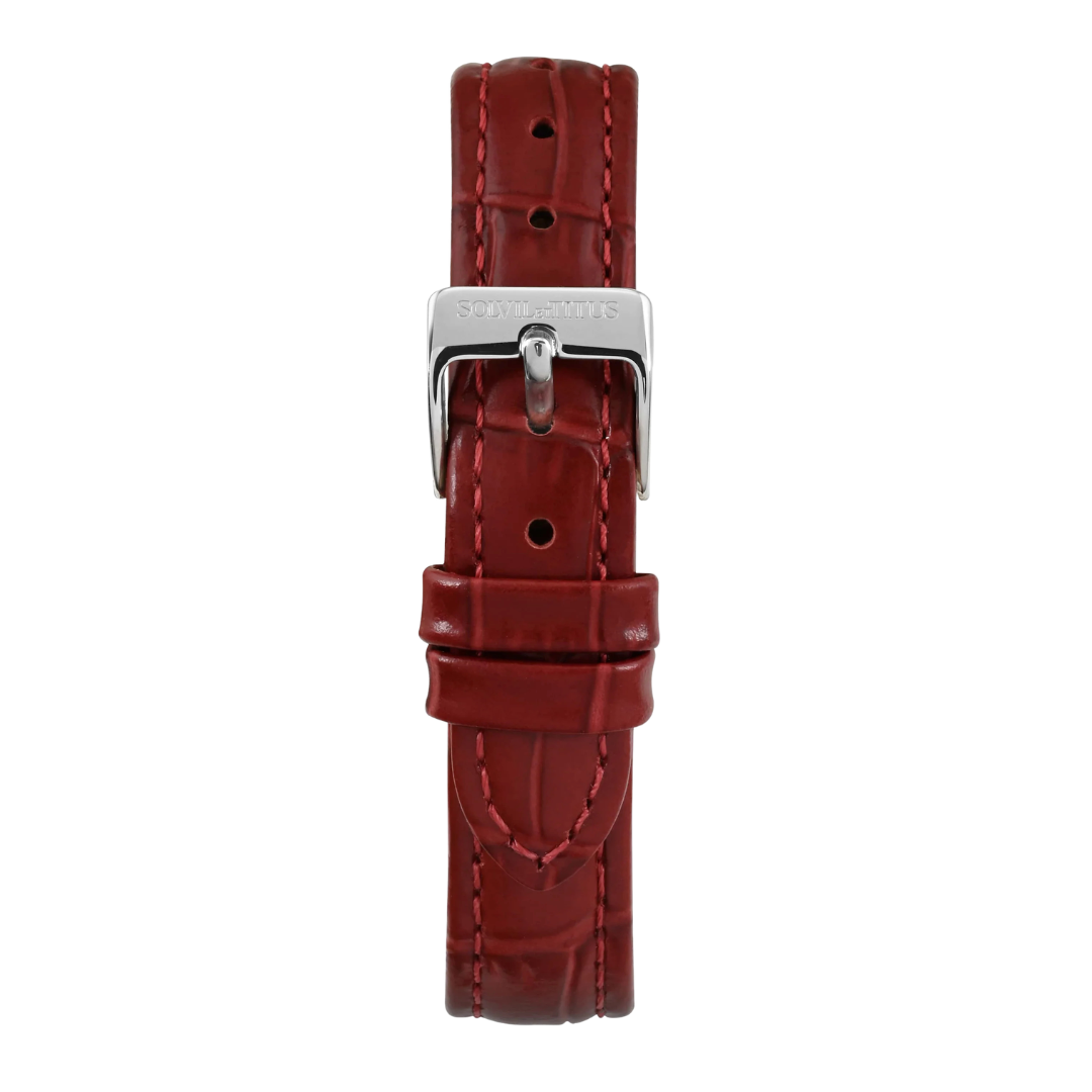 12mm red croco pattern leather women strap front view