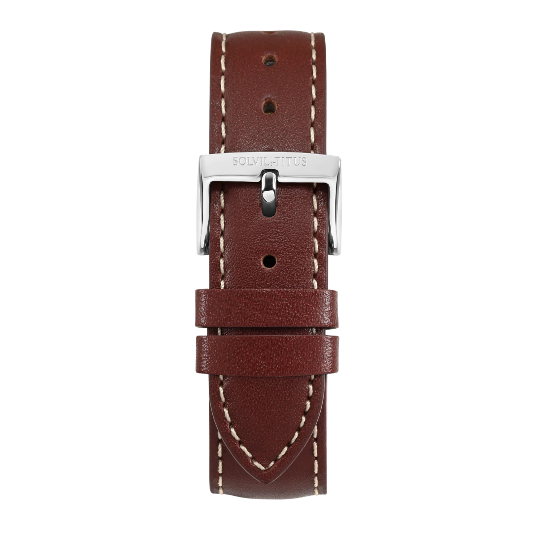 titus 18mm burgundy no pattern calf leather men watch strap front view 
