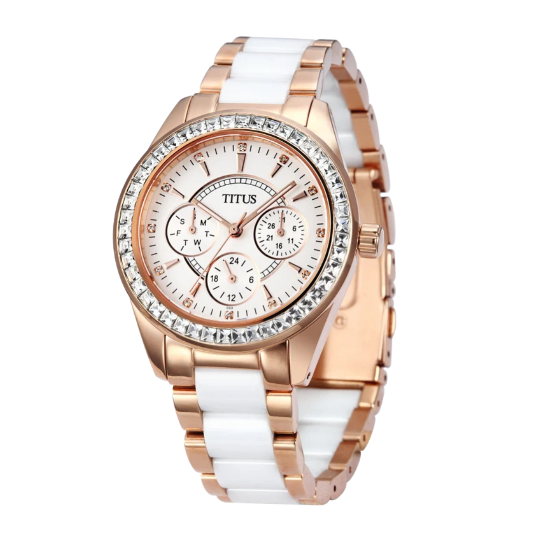Perse Multi-Function Quartz Stainless Steel with Ceramic Women Watch W06-02108-003