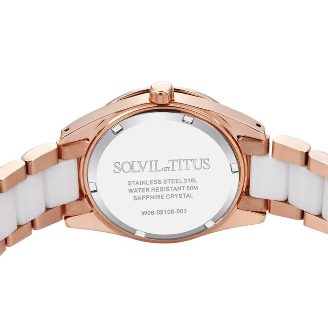 Perse Multi-Function Quartz Stainless Steel with Ceramic Women Watch W06-02108-003