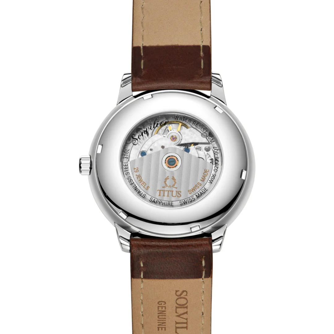 Sonvilier 3 Hands Date Mechanical Leather Men Watch W06-02939-007