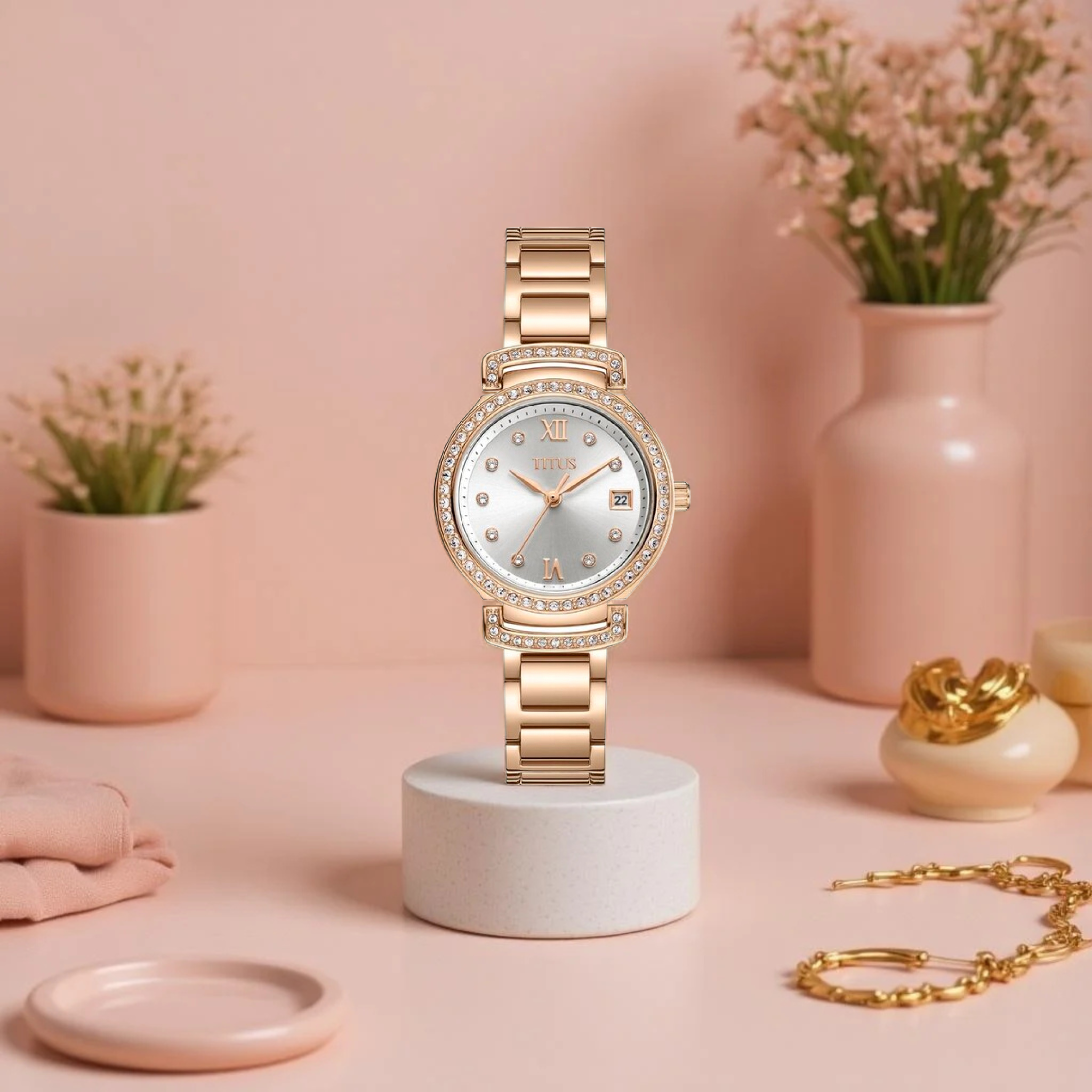 Fair Lady 3 Hands Date Quartz Stainless Steel Women Watch W06-03139-008