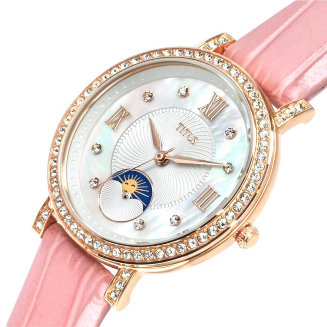 Chandelier 3 Hands with Day Night Indicator Quartz Leather Women Watch W06-03261-006