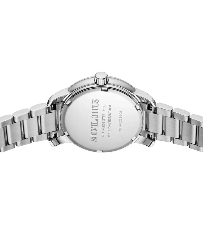 Devot watch caseback with stainless steel construction and engraving