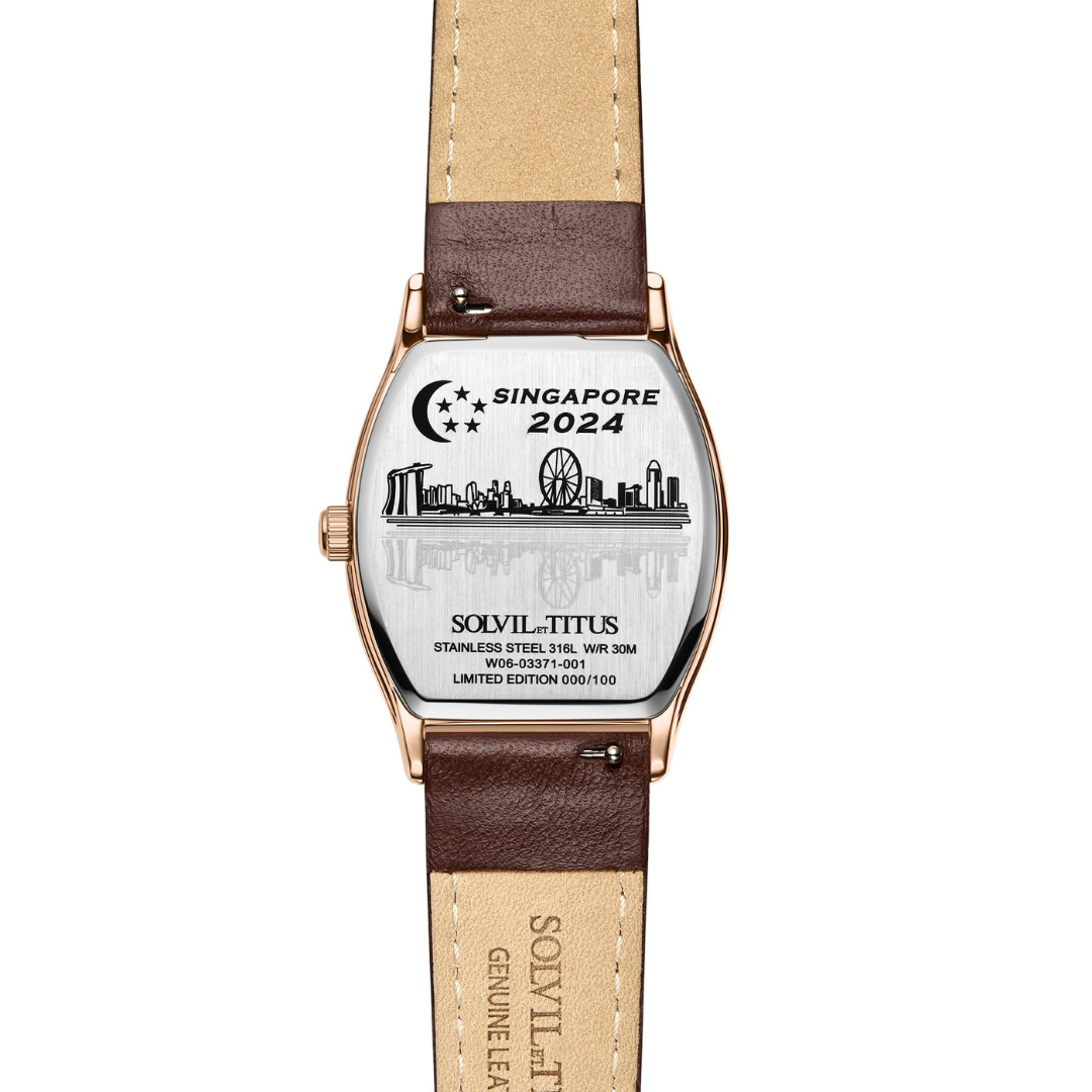 Singapore “Metropolitan” Limited Edition Barista Multi-Function Day/Night Quartz Leather Women Watch W06-03371-001