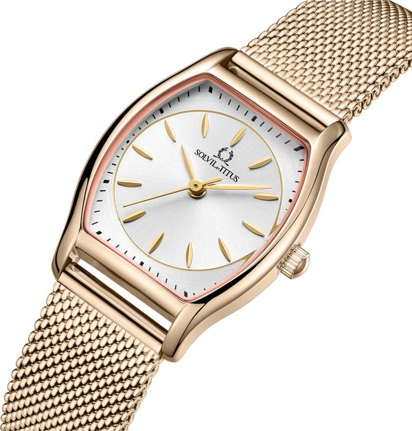 Barista watch close-up showing silver dial and three-hand display