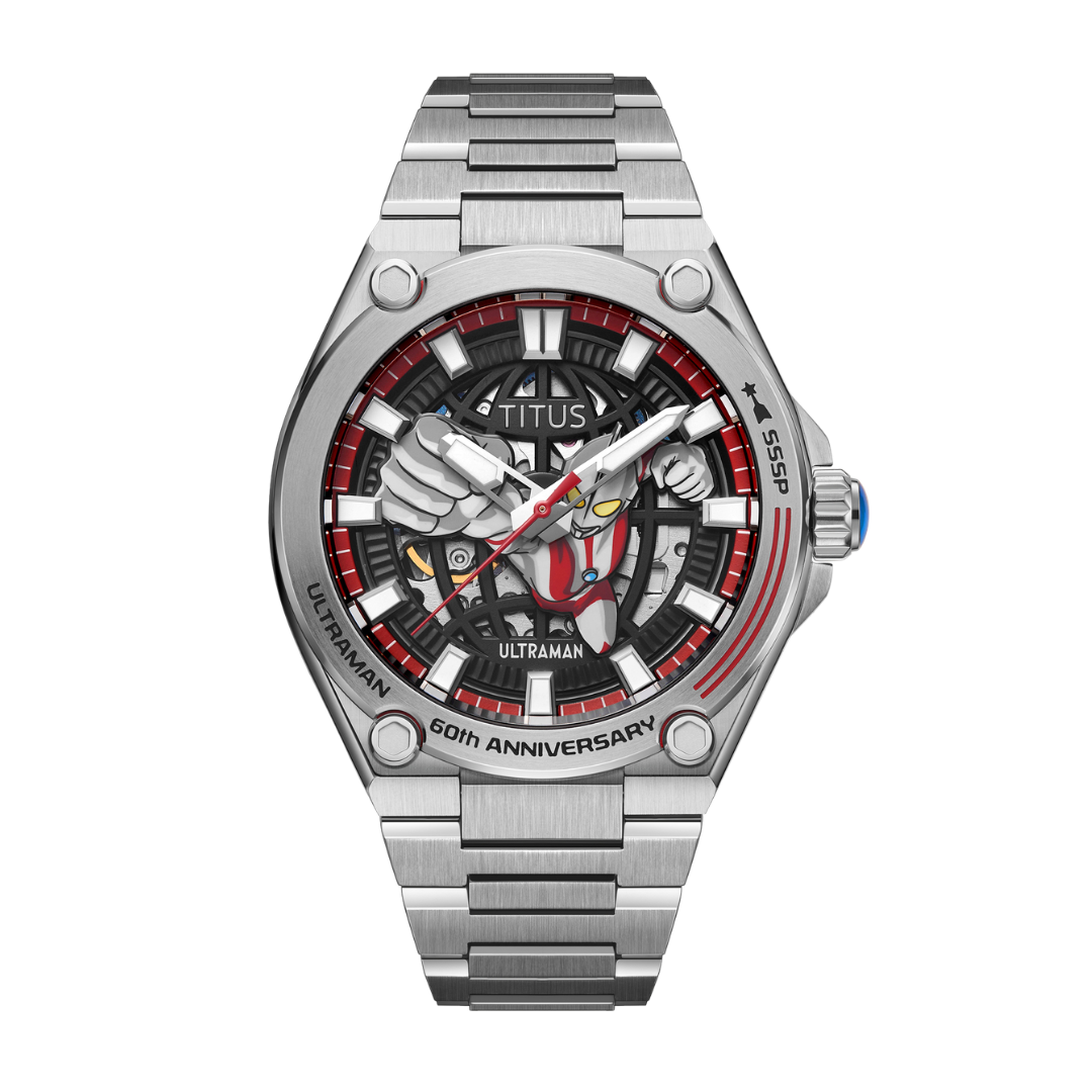 solvil et titus ultraman 60th anniversary limited edition automatic skeleton stainless steel men watch front view