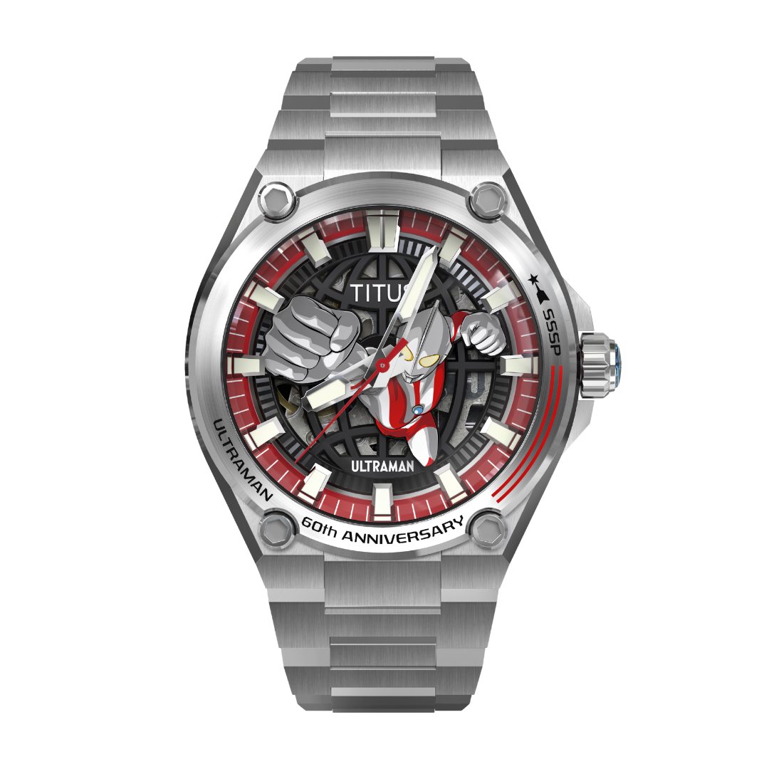 solvil et titus ultraman 60th anniversary limited edition automatic skeleton stainless steel men watch front view