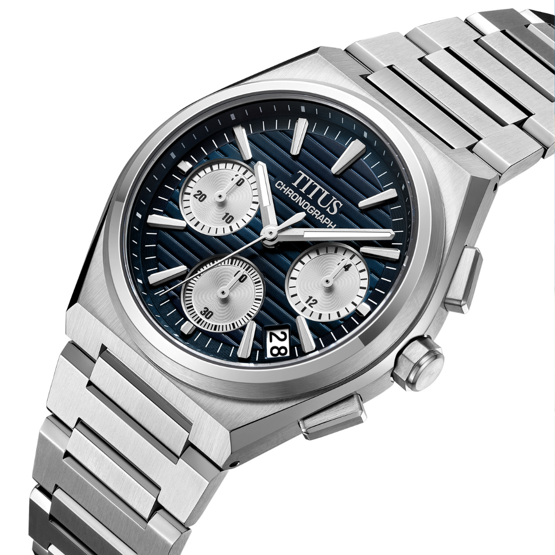 Vinyl Chronograph Men's Dark Blue Dial Steel Watch W06-03415-003
