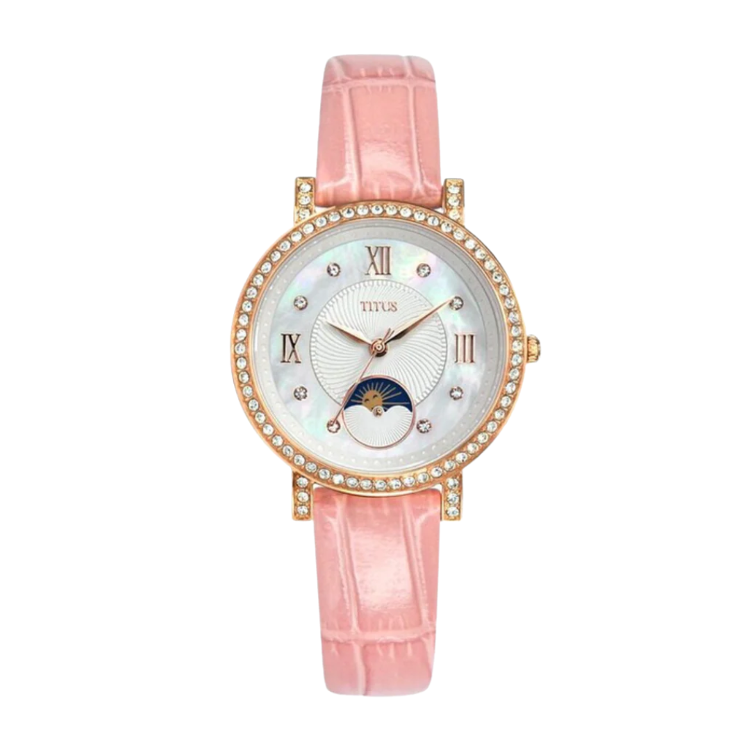 Chandelier 3 Hands with Day Night Indicator Quartz Leather Women Watch W06-03261-006