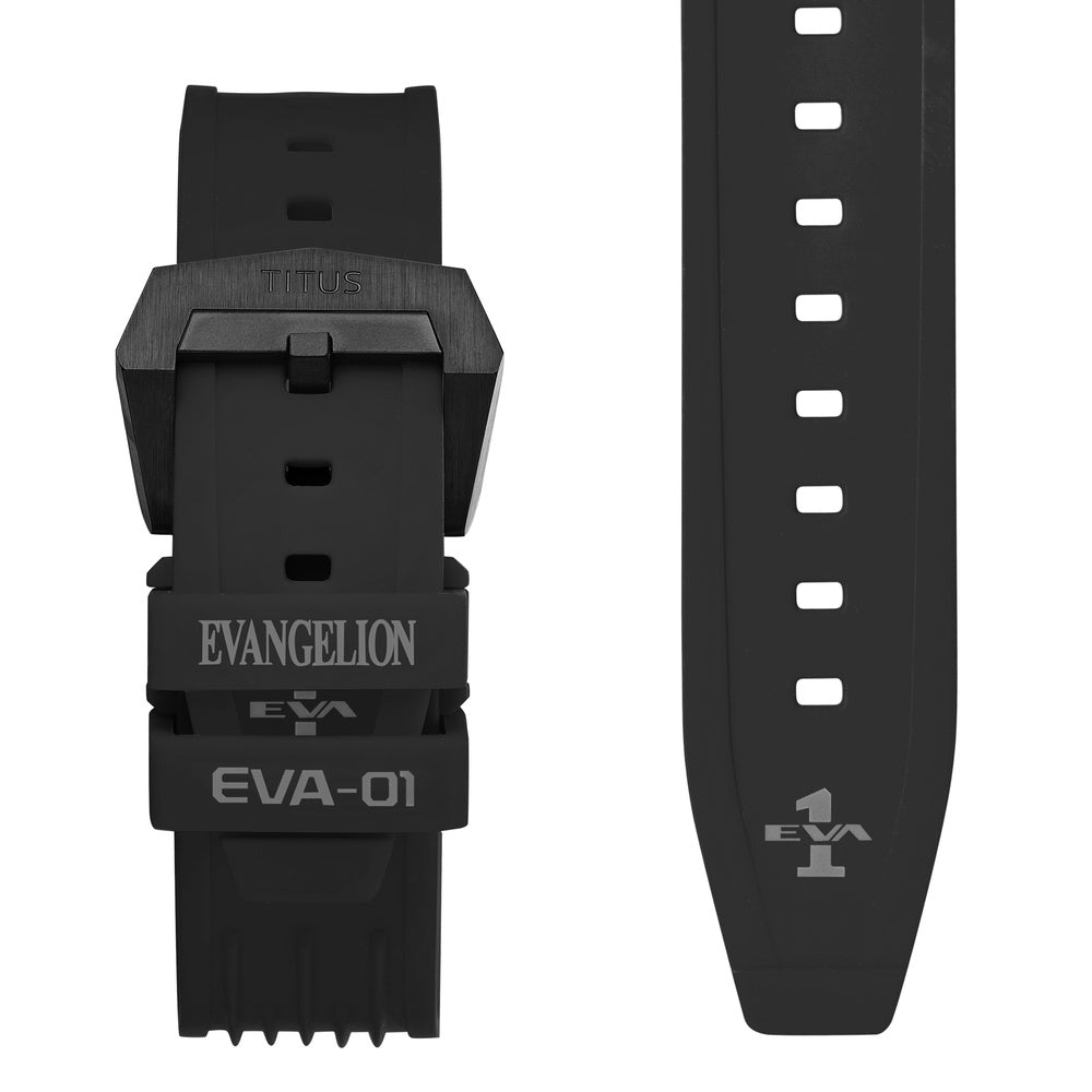 Black silicone strap of Solvil et Titus EVA-01 Quest Evangelion watch
