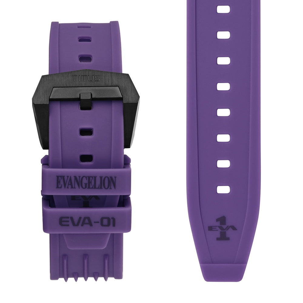 Purple silicone strap of Solvil et Titus EVA-01 Quest Evangelion watch