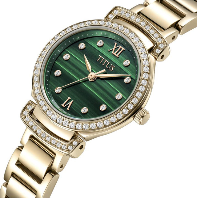 Fair Lady 3 Hands Quartz Malachite Stainless Steel Women Watch W06-03215-001