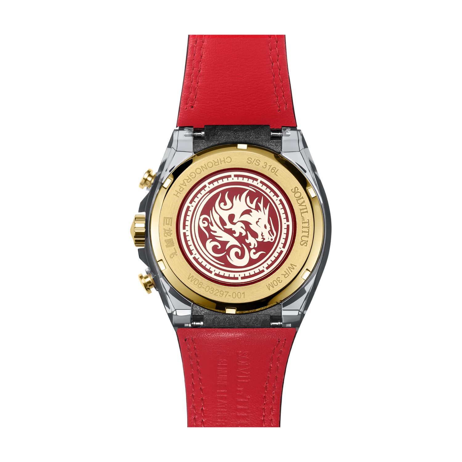 Solvil et Titus Limited Edition Rising Dragon Chronograph Quartz Leather Watch W06-03297-001