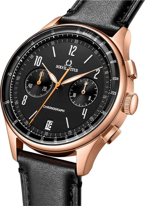 Men fashion ex193 on sale black leather chronograph watch