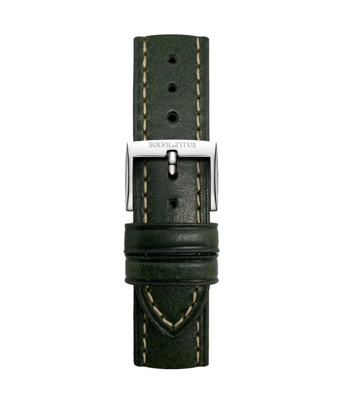20mm Dark Green Smooth Leather Watch Strap