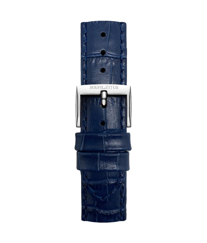 20mm Blue Croco Pattern Leather Watch Strap
