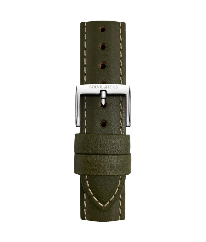 20mm Green Smooth Leather Watch Strap