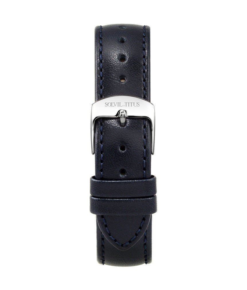 18mm Blue Smooth Leather Watch Strap