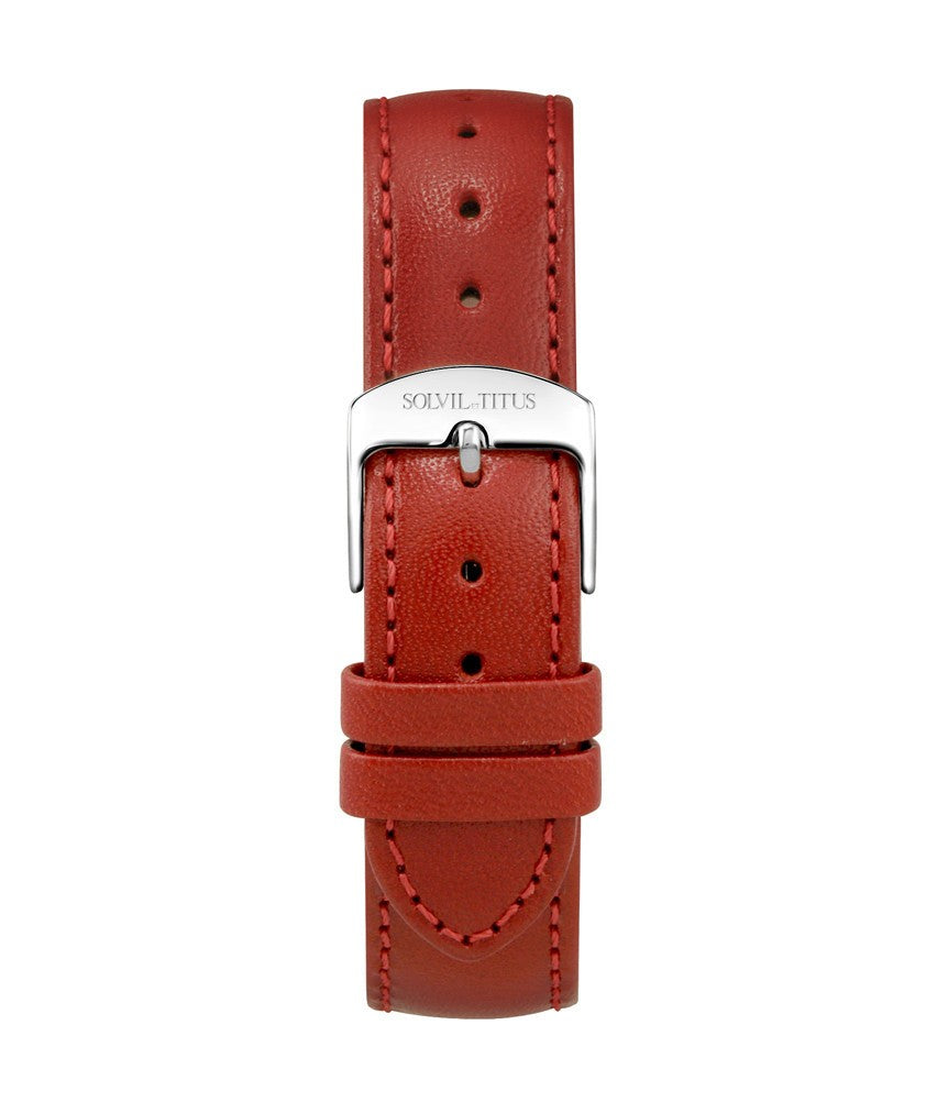 18mm Red Smooth Leather Watch Strap