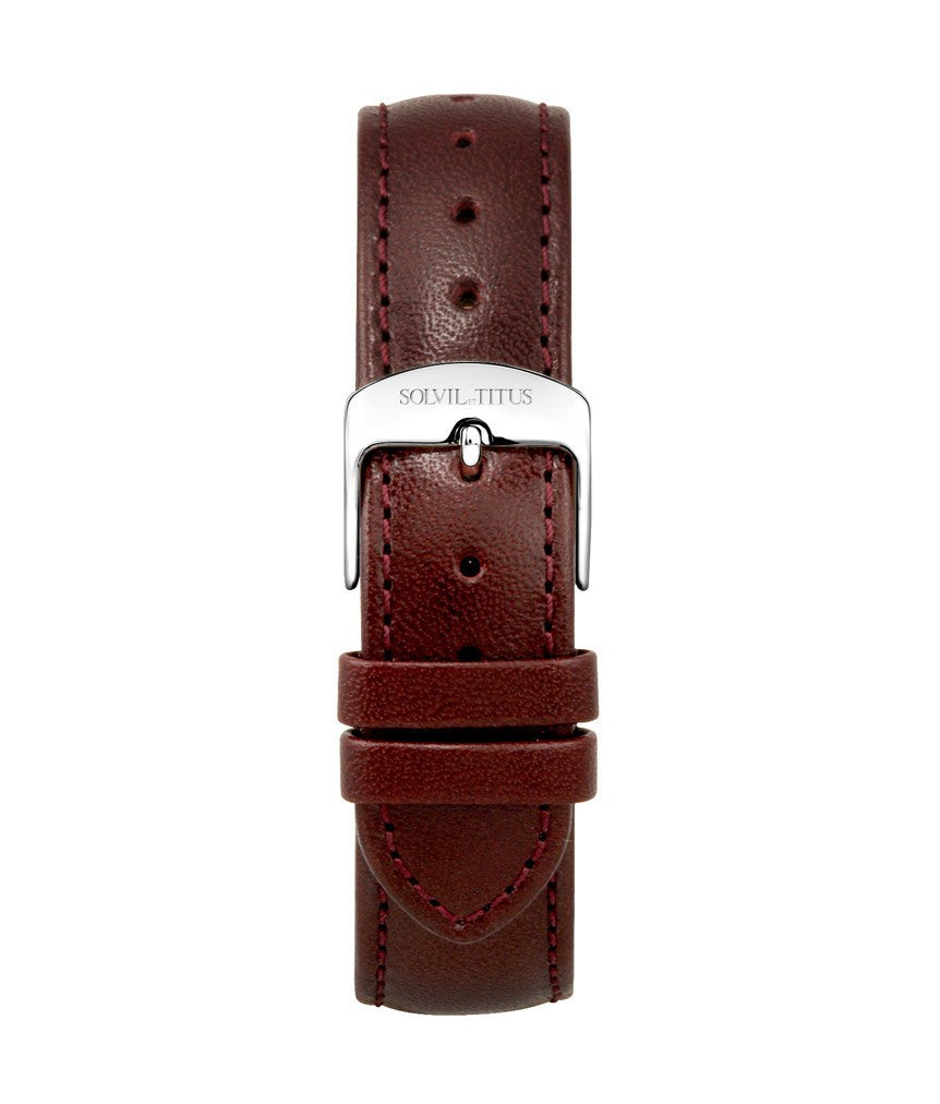 18mm Burgundy Smooth Leather Watch Strap