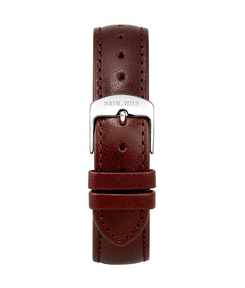 16mm Burgundy Smooth Leather Watch Strap