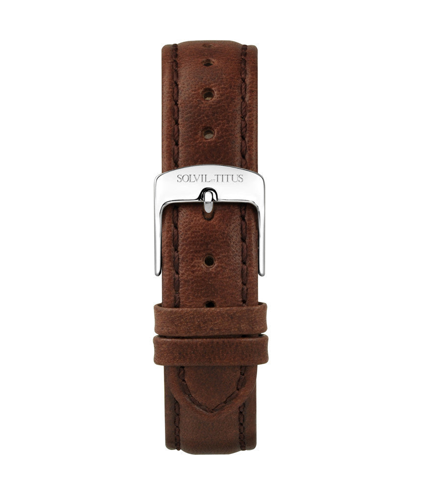 16mm Dark Brown Smooth Leather Watch Strap