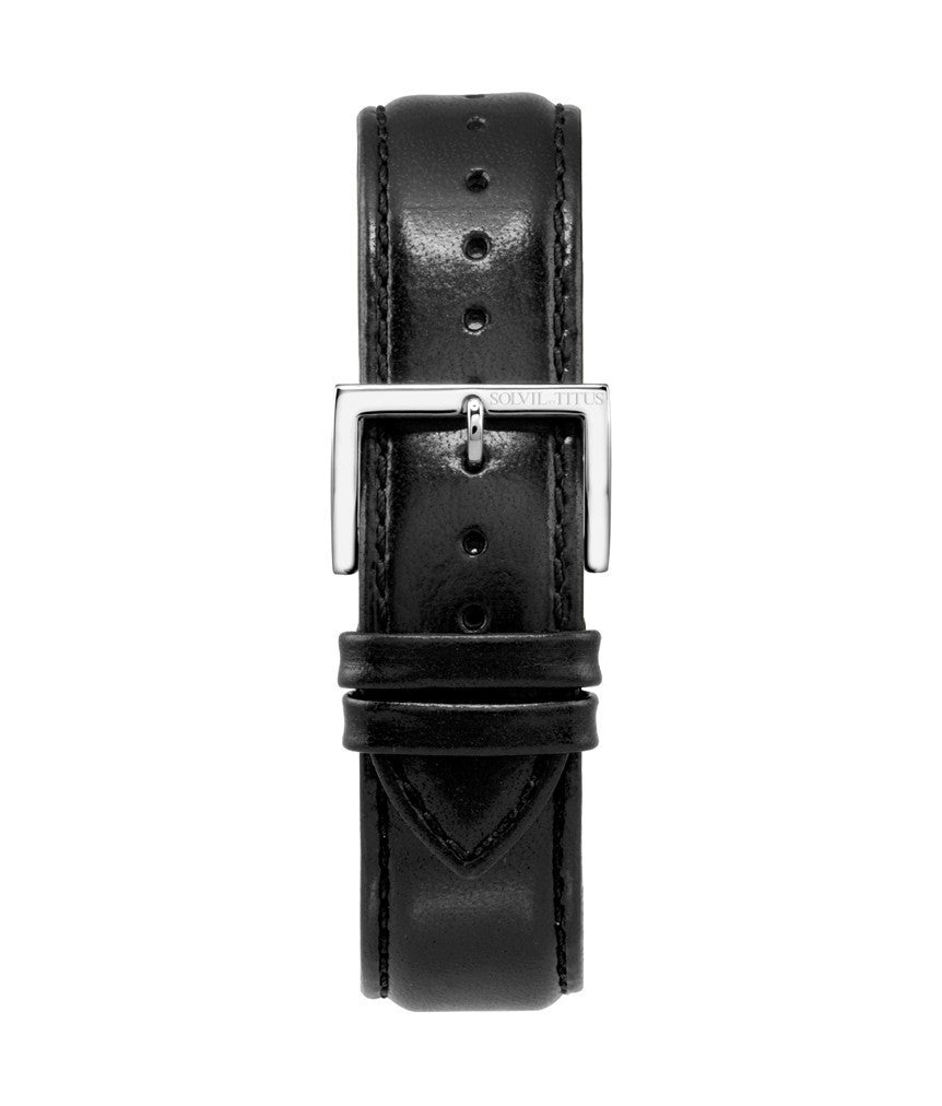 22mm Black Smooth Leather Watch Strap