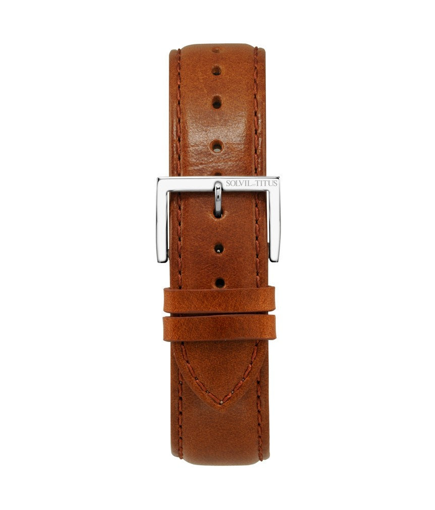 22mm Brown Smooth Leather Watch Strap
