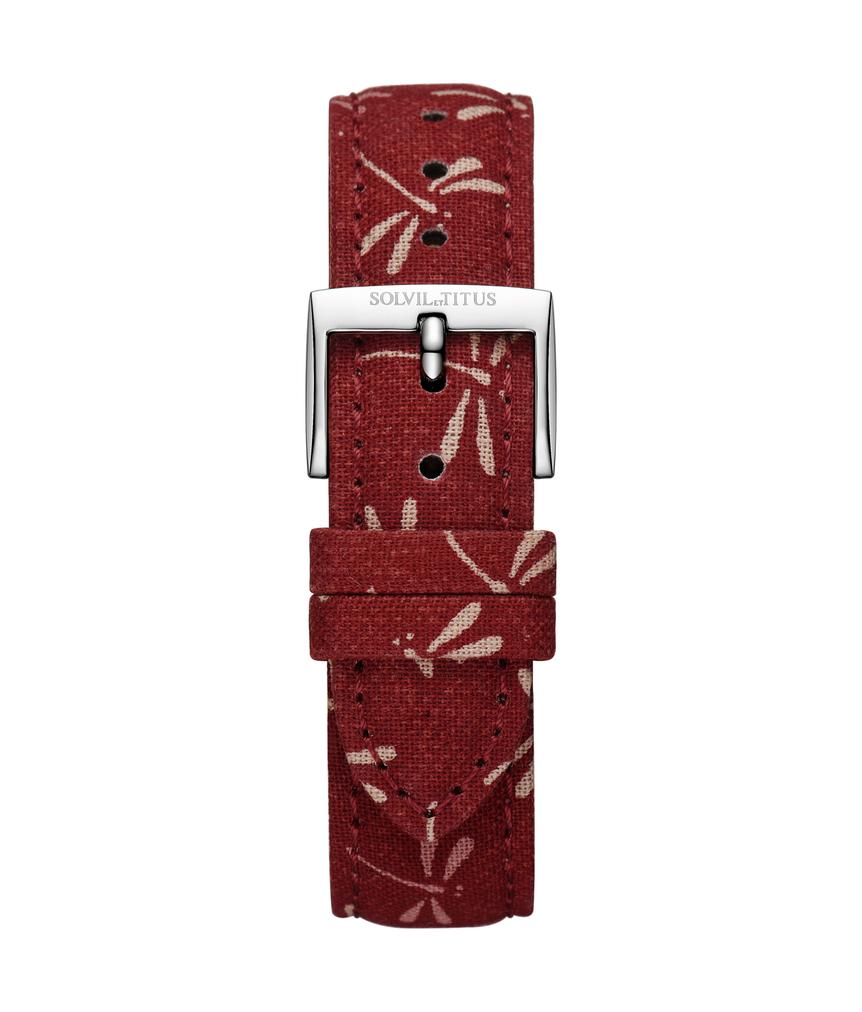 18mm Chilli Red Japanese Fabric Watch Strap
