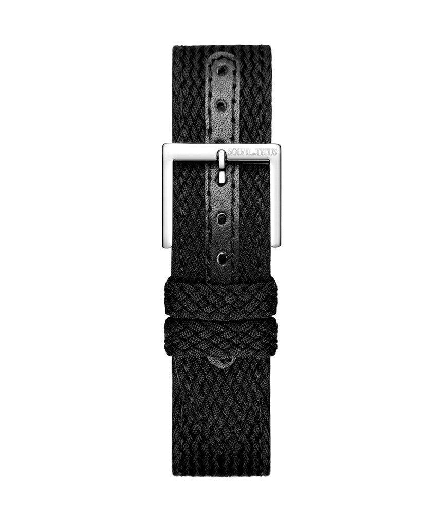 20mm Black Nylon with Leather Men Watch Band