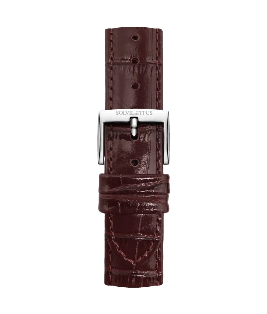 18mm Brown Croco Pattern Leather Watch Strap