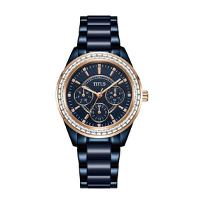 Perse Multi-Function Quartz Stainless Steel with Ceramic Women Watch W06-02108-012