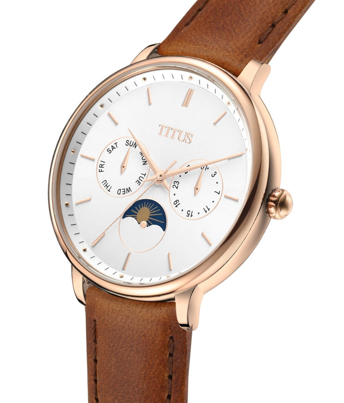 Fashionista Multi-Function Day and Night Display Quartz Leather Women Watch W06-03071-009