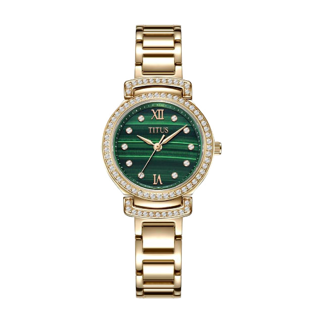 Fair Lady 3 Hands Quartz Malachite Stainless Steel Women Watch W06-03215-001