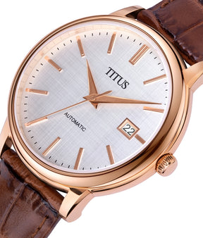 The Dawn 3 Hands Date Mechanical Leather Men Watch W06-03247-002