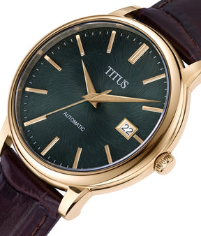 The Dawn 3 Hands Date Mechanical Leather Men Watch W06-03247-005