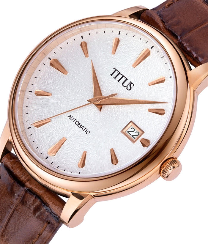 The Dawn 3 Hands Date Mechanical Leather Men Watch W06-03247-008