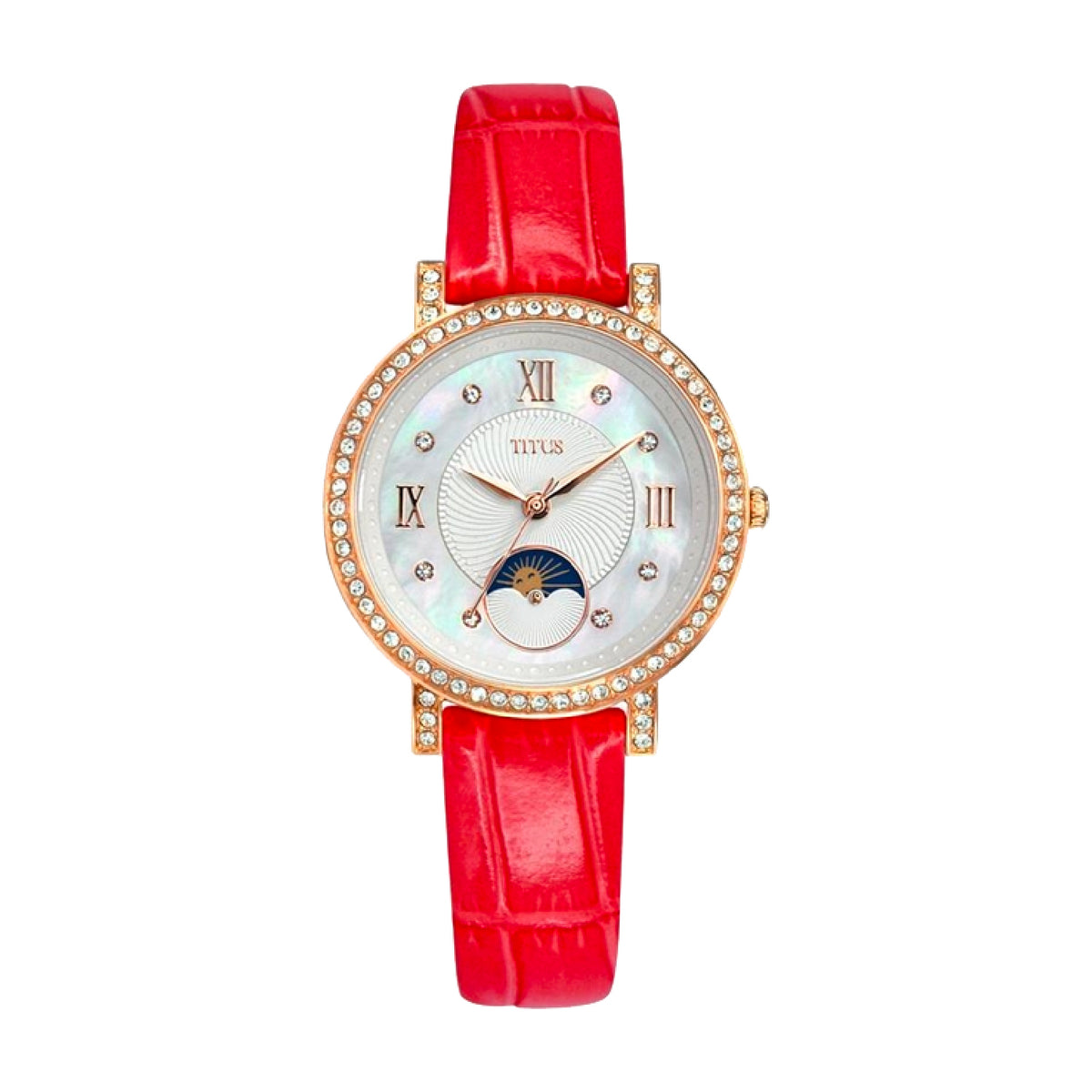 Chandelier 3 Hands with Day Night Indicator Quartz Leather Women Watch W06-03261-004