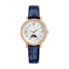 Chandelier 3 Hands with Day Night Indicator Quartz Leather Women Watch W06-03261-005