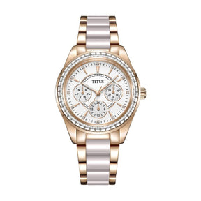 Perse Multi-Function Quartz Stainless Steel with Ceramic Women Watch W06-02108-011